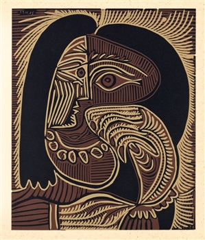 Pablo Picasso linocut Female Head with Necklace